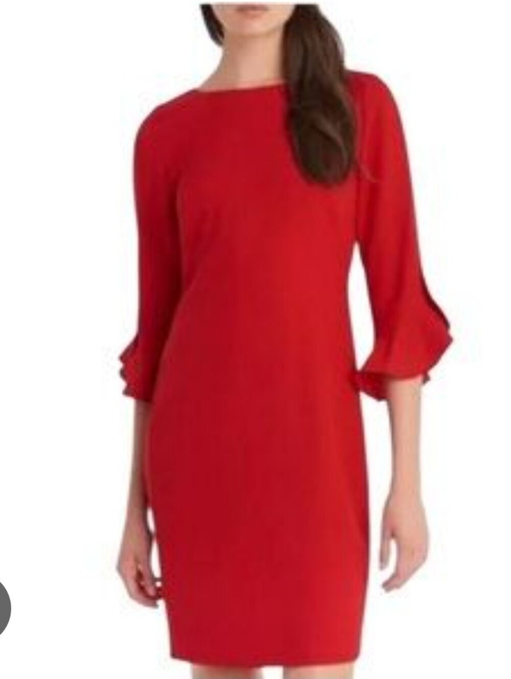KARL LAGERFELD Ruffle Sleeve Red Shift Dress